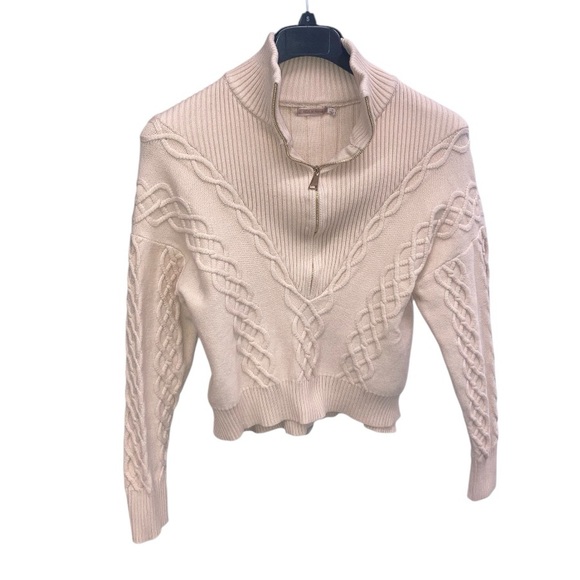 Women's Cable Knit Sweater - Cream 74 % VISCOSE 26 POLYAMIDE SIZE MEDIUM - Picture 4 of 7